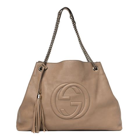 gucci nude bage|GUCCI Pebbled Calfskin Large Soho Chain Shoulder Bag Nude .